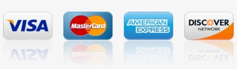 Accepted payment cards including major credit cards